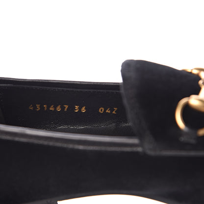 Gucci Velvet Horsebit Womens Jordaan Loafers 36 Black 6 of 9