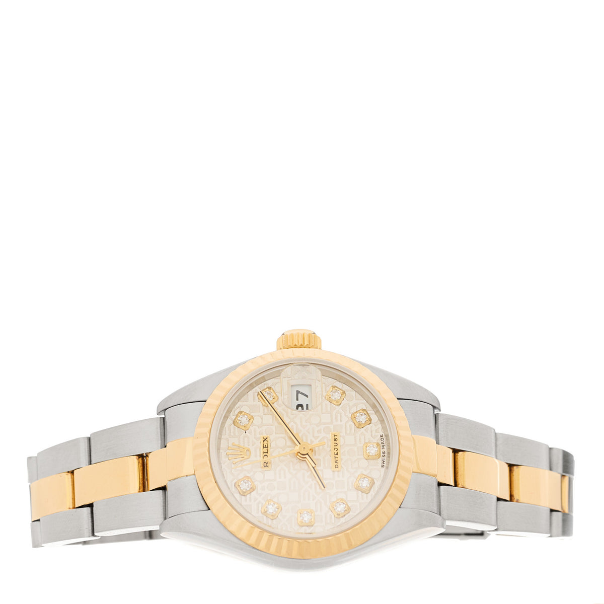 Stainless Steel 18K Yellow Gold Diamond 26mm Oyster Perpetual Datejust Watch Silver Jubilee 79173