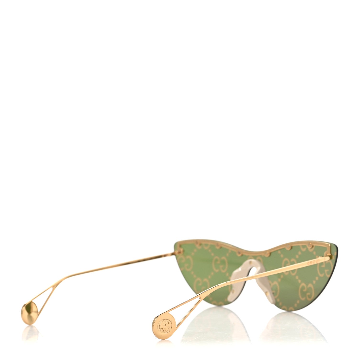 Gucci Metal Rimless Star Studded Monogram 90mm Cat Eye GG0666S Sunglasses Mirror Purple 4 of 7