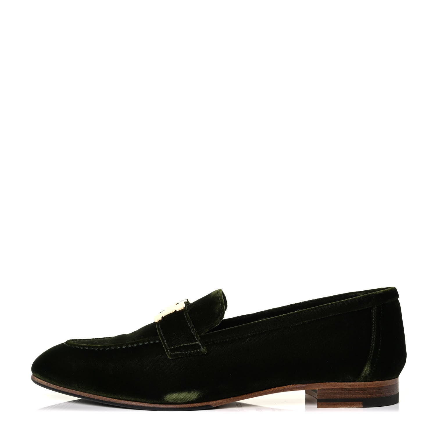 Hermes Velvet Womens Paris Loafers 39.5 Vert 1 of 6