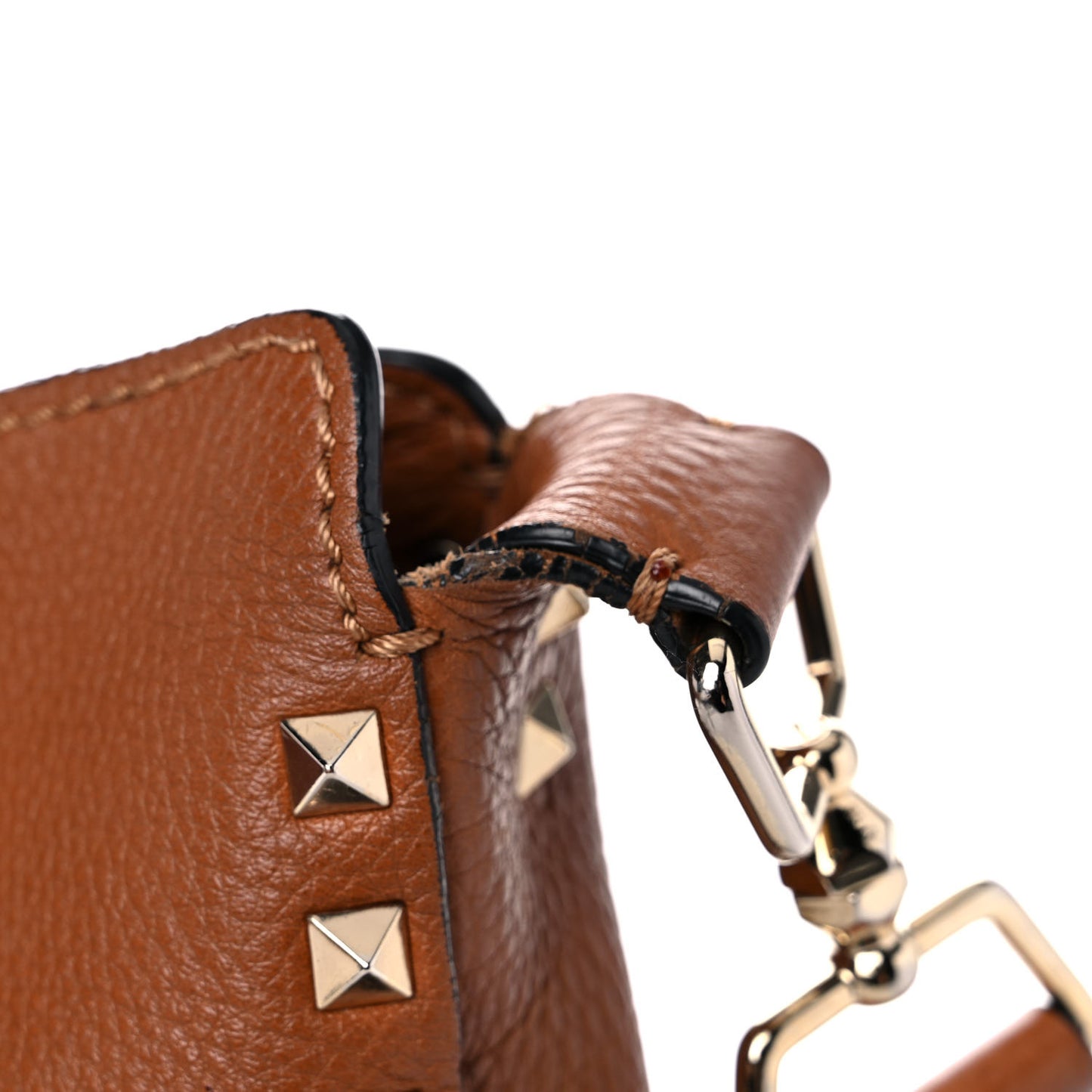 Pebbled Calfskin Large Rockstud Flip-Lock Messenger Bag Light Cuir