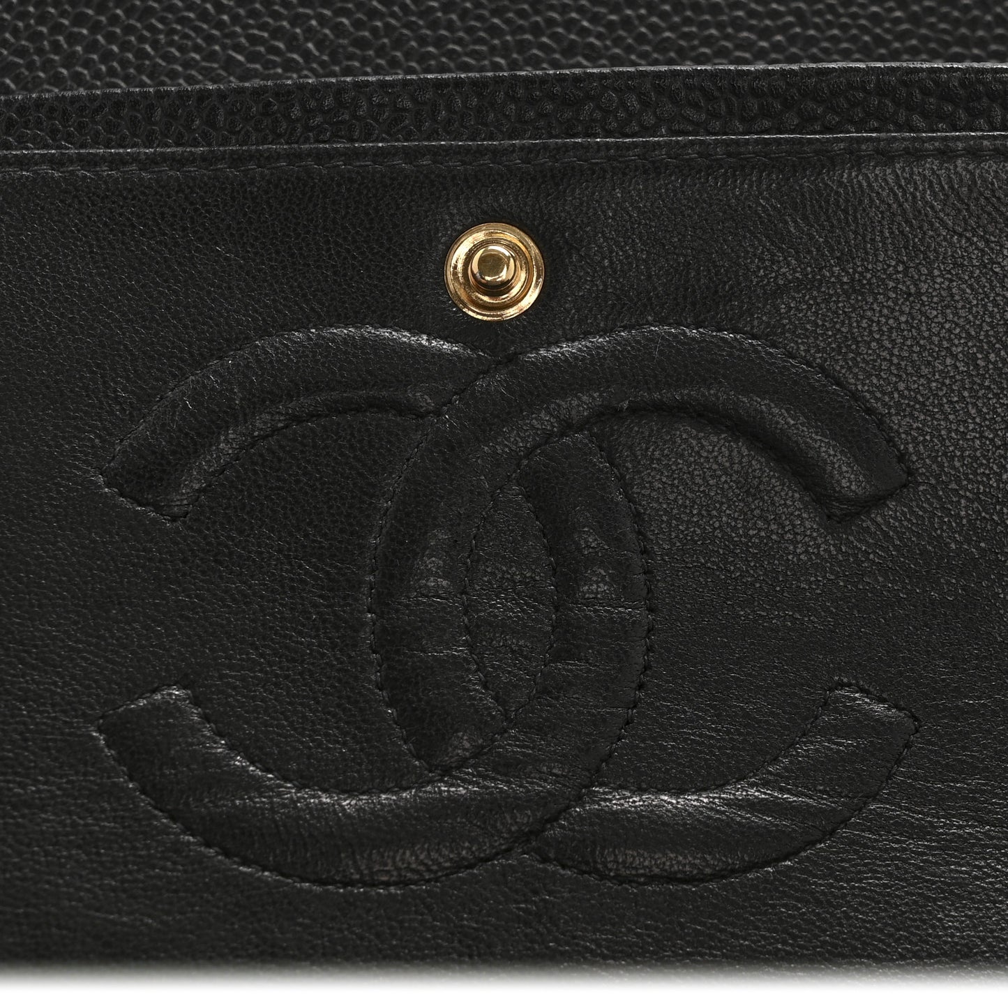 Caviar Quilted Medium Double Flap Black
