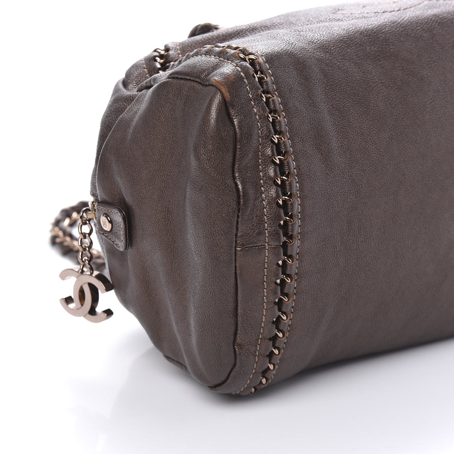 Goatskin Medium Luxe Ligne Bowler Brown