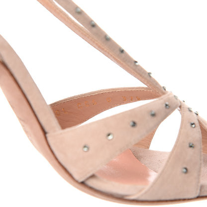 Valentino Garavani Suede Crystal Embellished Sandals 37.5 Poudre 8 of 9