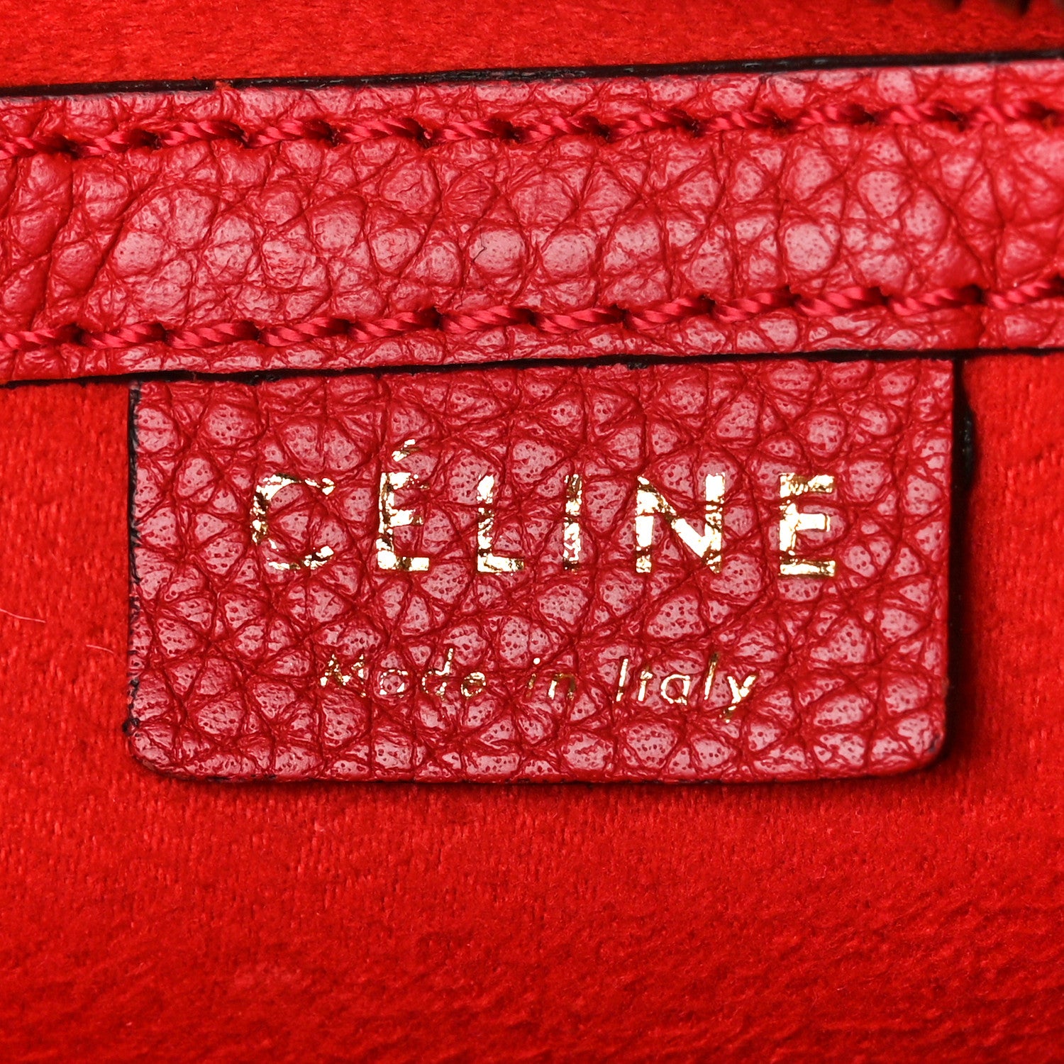 Celine Drummed Calfskin Nano Luggage Coquelicot 6 of 10