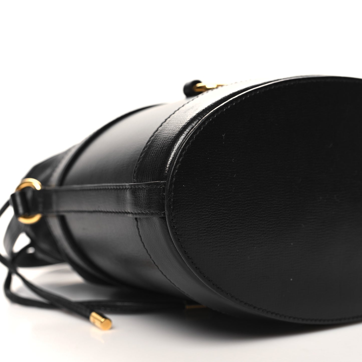 Azalea Sakai Calfskin Horsebit 1955 Drawstring Bucket Bag Black