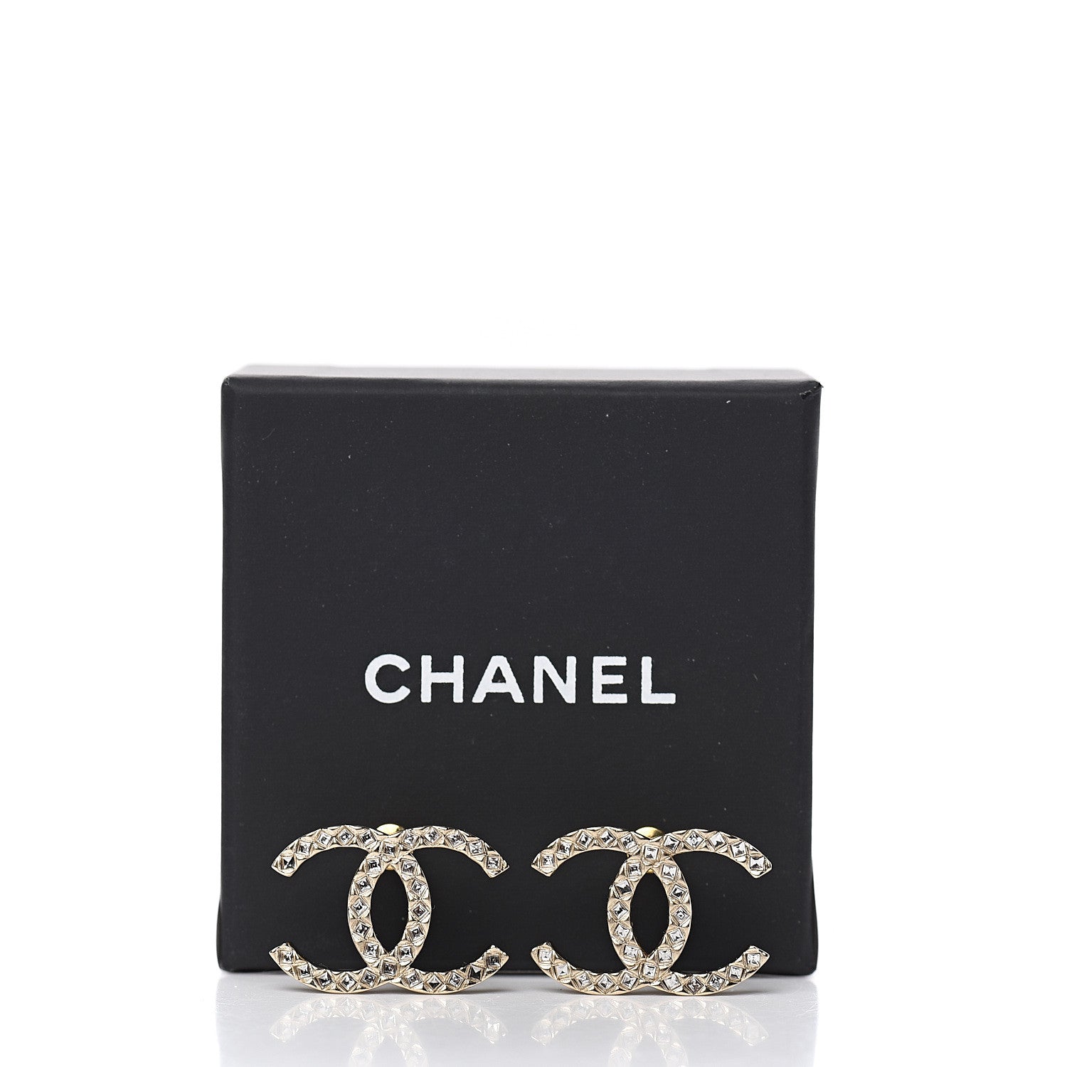 Chanel Baguette Crystal High Society CC Earrings Gold 5 of 5