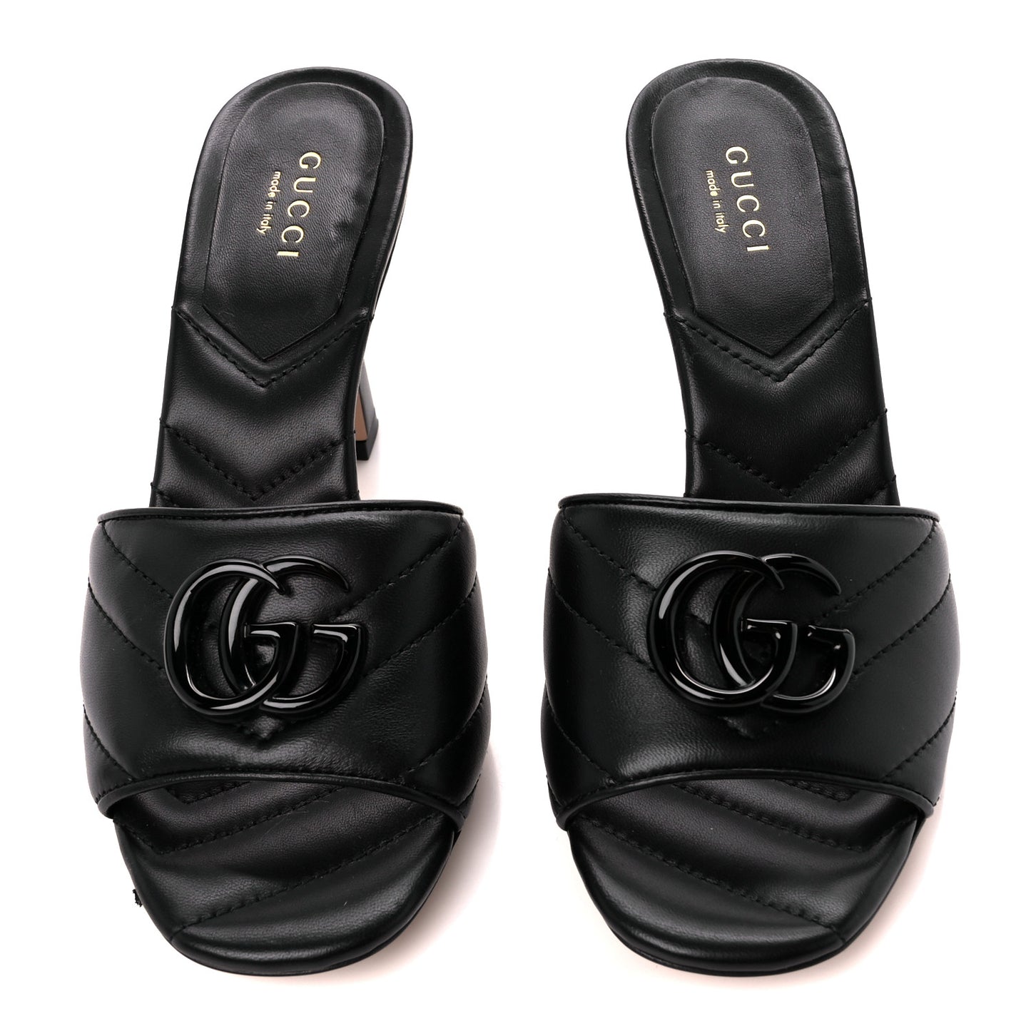 Nappa Matelasse Monochrome GG Marmont 75mm Slide Sandals 35 Black