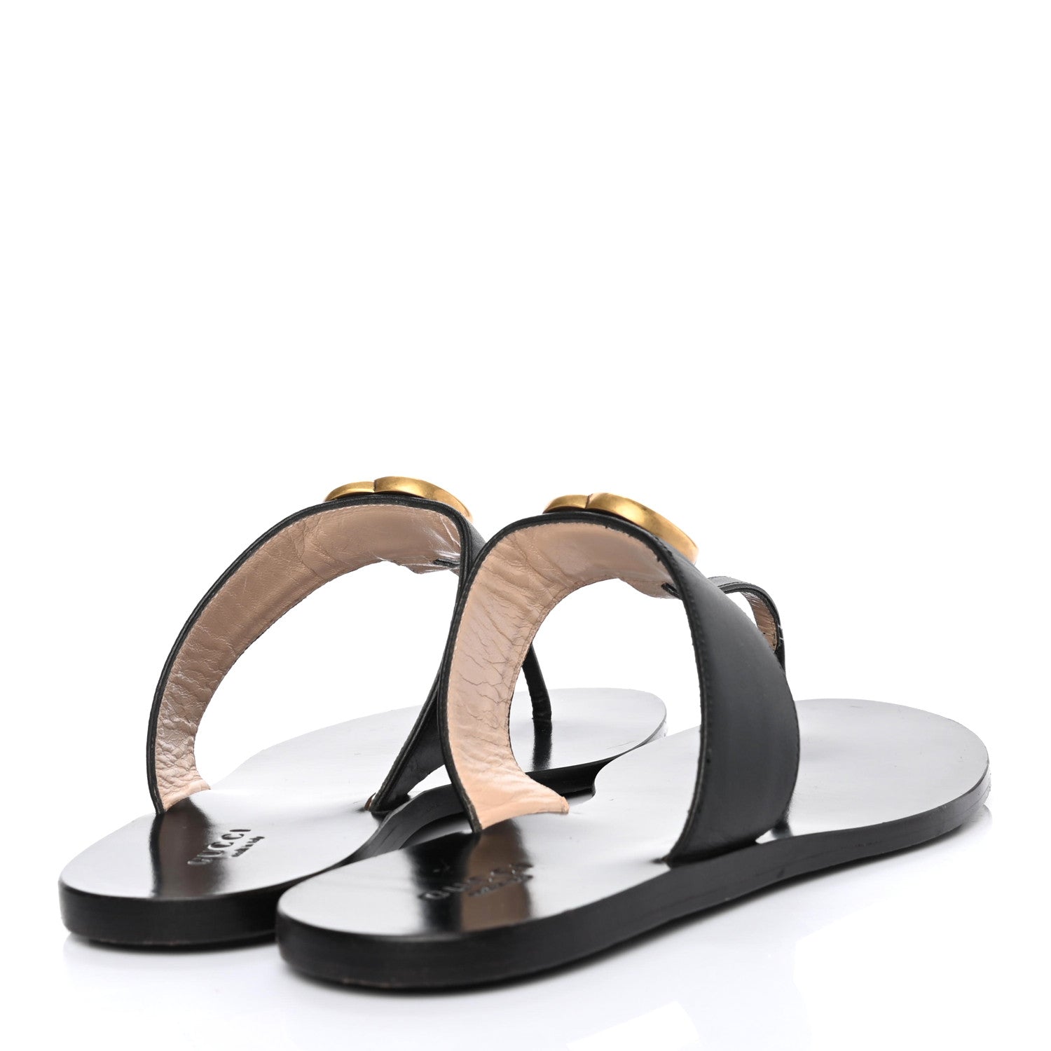Gucci Calfskin GG Marmont Thong Sandals 38.5 Black 4 of 7
