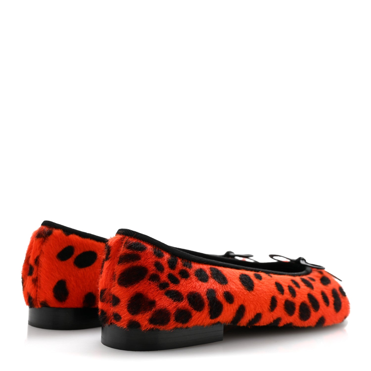 Chanel Pony Hair Patent Cap Toe CC Ballerina Flats 37 Orange Black White 5 of 10