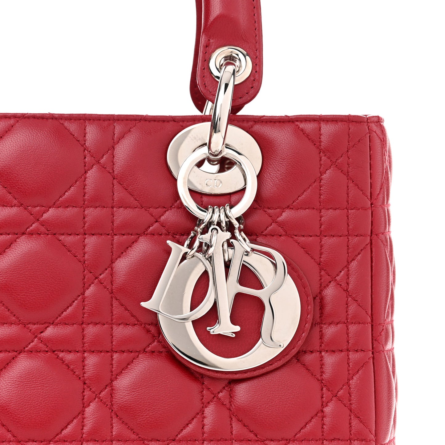 Lambskin Cannage Medium Lady Dior Red