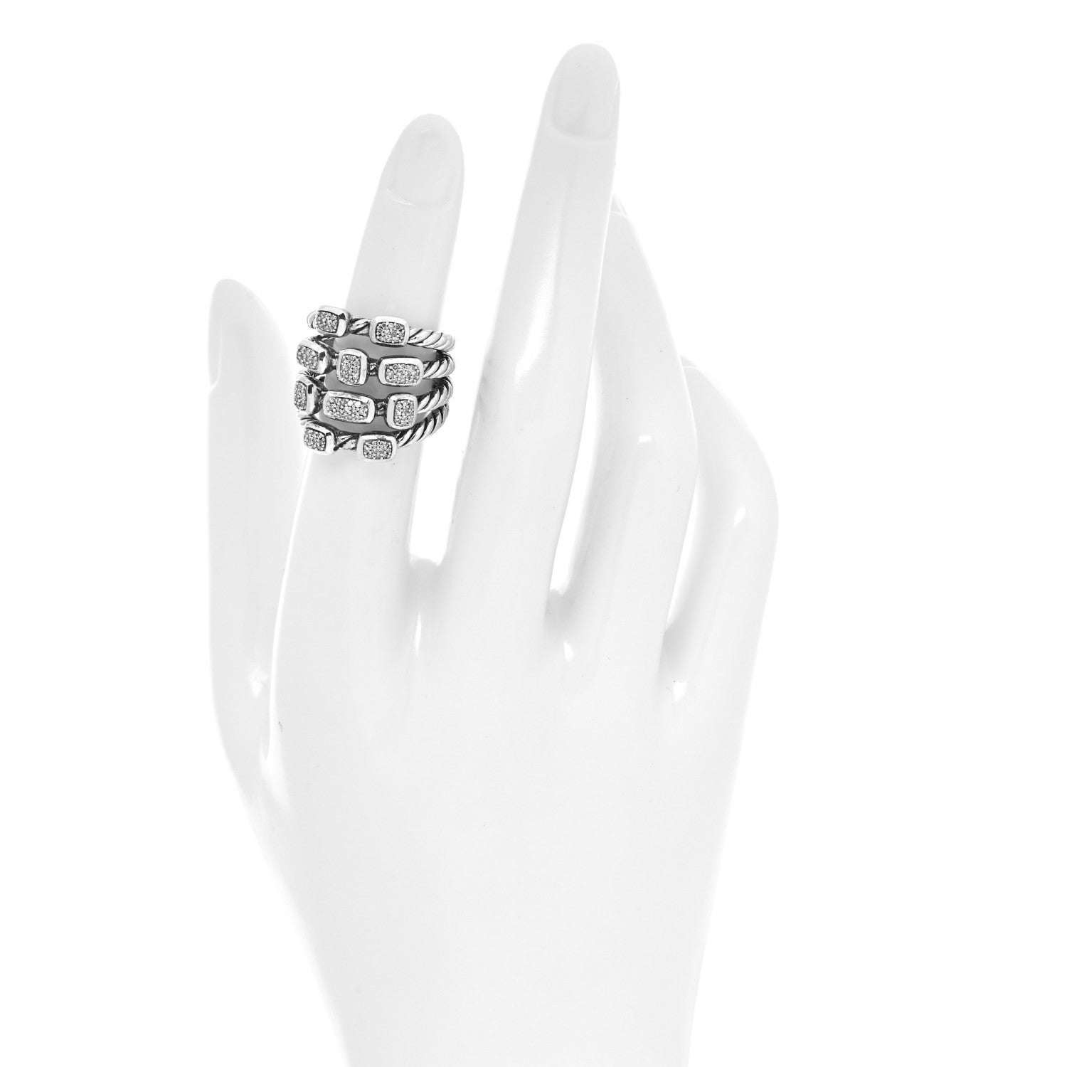 David Yurman Sterling Silver Diamond Confetti 4 Row Ring 49 4.75 2 of 4