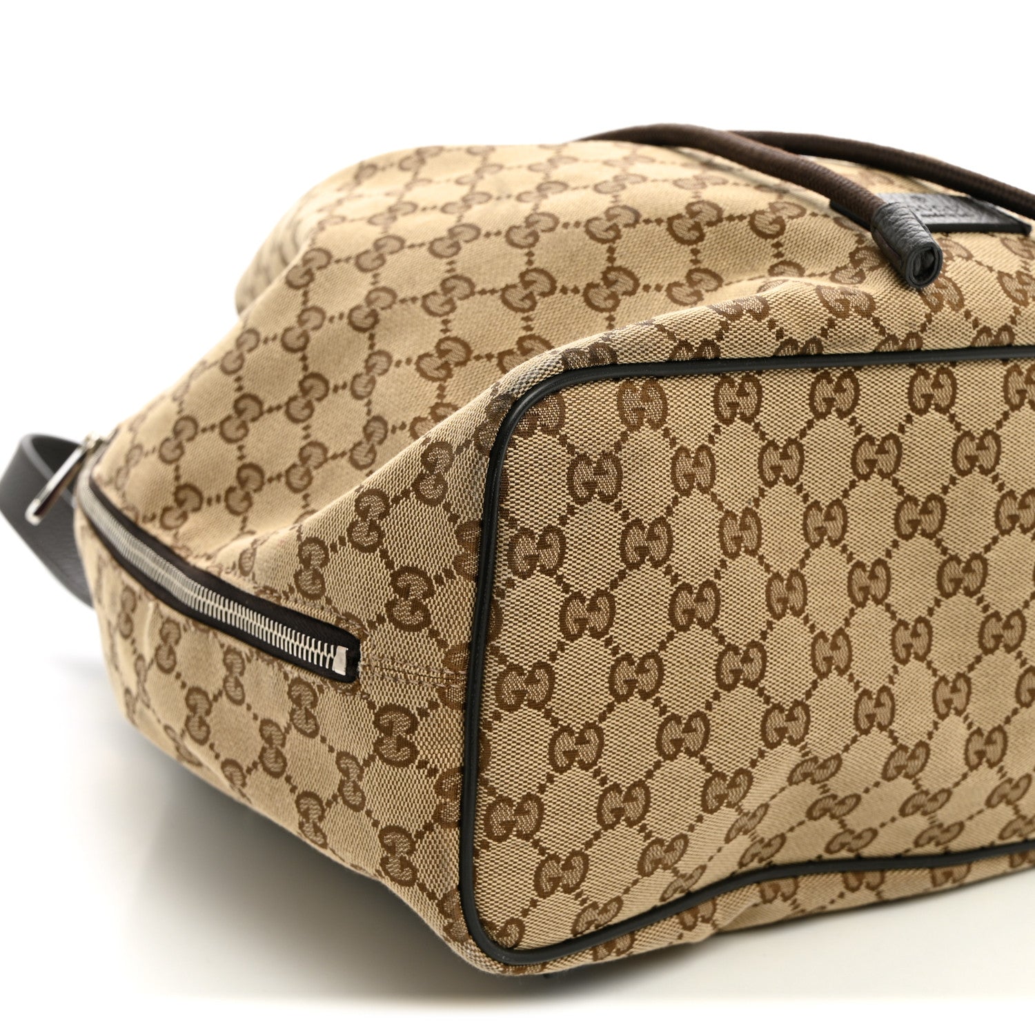 Gucci Monogram Dollar Calfskin O Drawstring Backpack Beige Ebony Testa di Moro Dark Chocolate 9 of 10