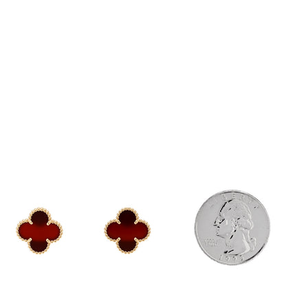 Van Cleef & Arpels VAN CLEEF & ARPELS 18K Yellow Gold Carnelian Vintage Alhambra Earrings 2 of 5