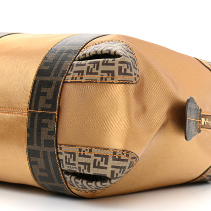 Fendi Zucca Zucchino Spalmati Mixed Media Boston Gold Mogano Panna 10 of 11