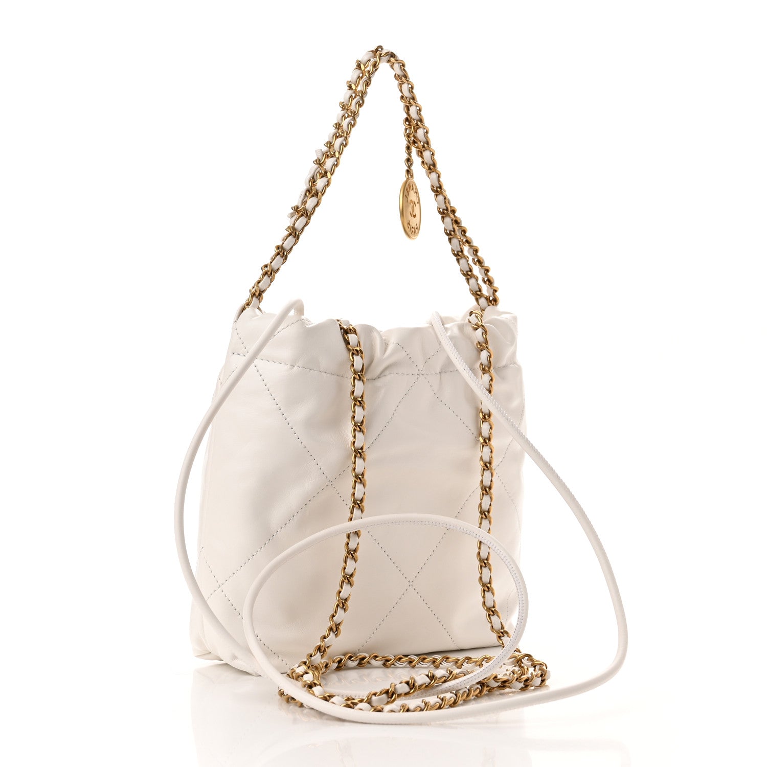 Chanel Shiny Calfskin Quilted Mini Chanel 22 White 2 of 10