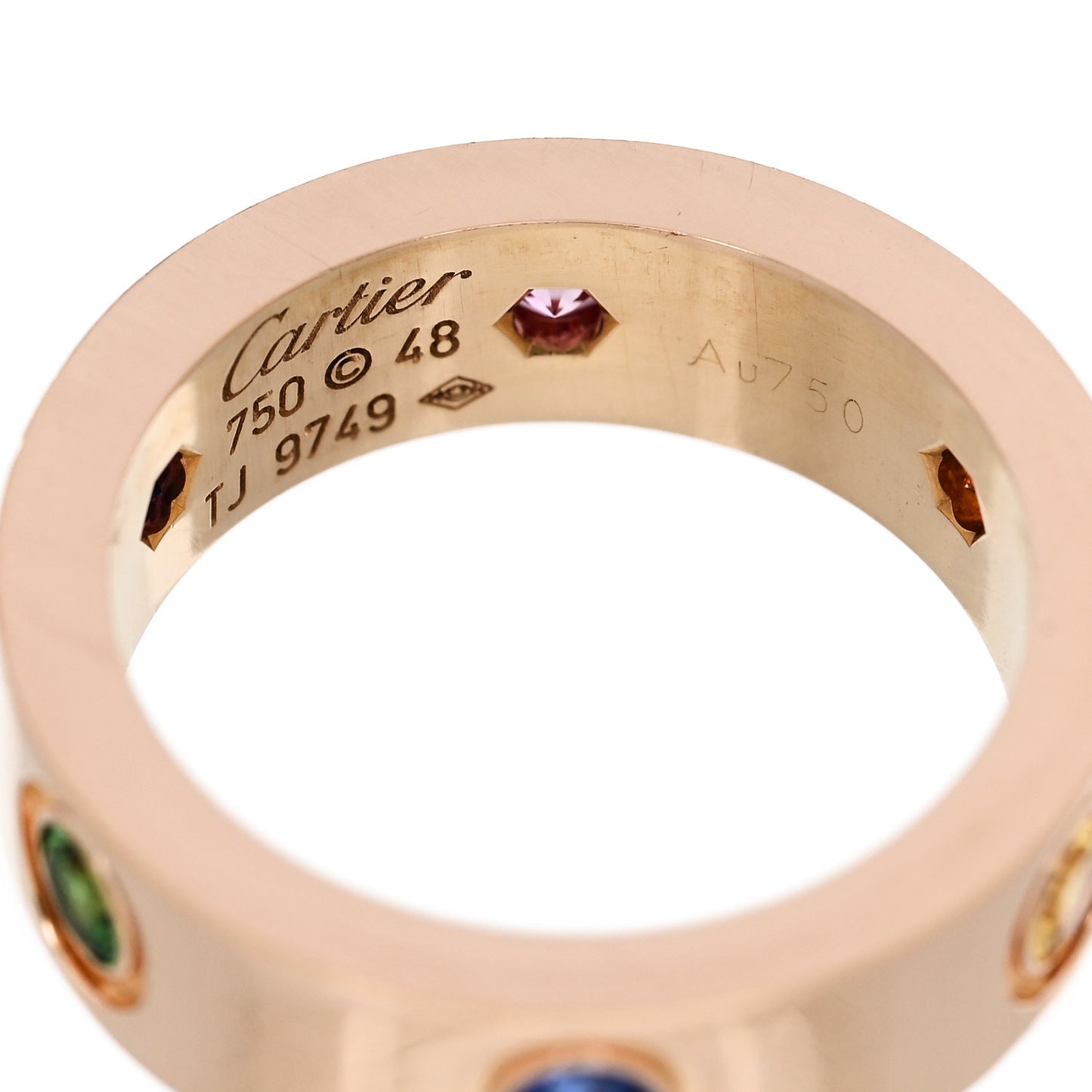 18K Pink Gold Sapphire Garnet Amethyst 5.5mm LOVE Ring 48 4.5