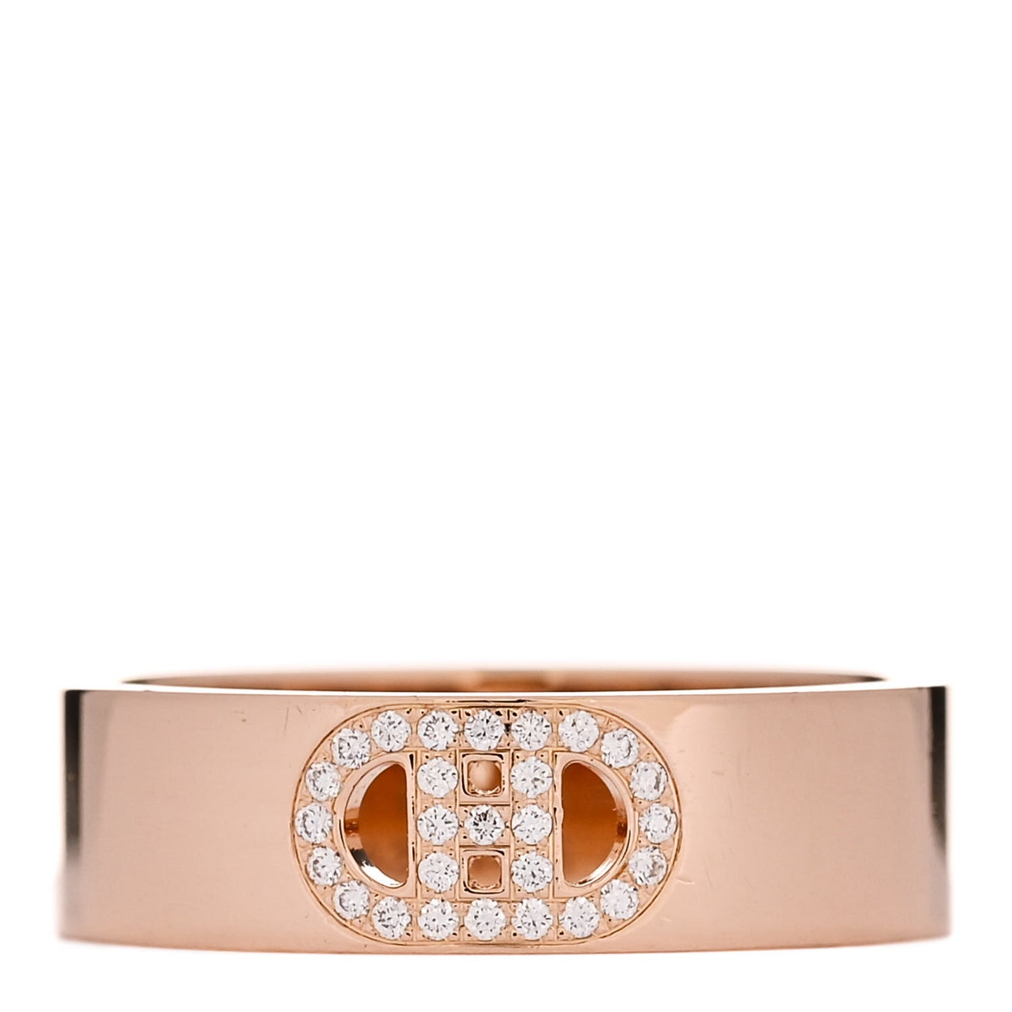 18K Rose Gold Diamond PM H D'Ancre Ring 54 7