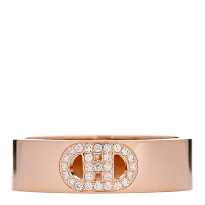 Hermes 18K Rose Gold Diamond PM H D'Ancre Ring 54 7 1 of 5