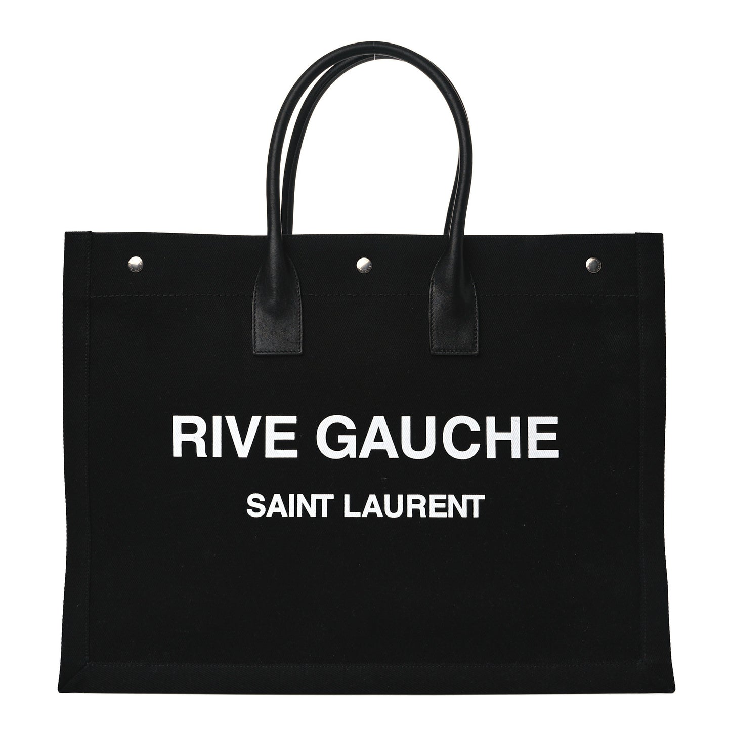 Linen Calfskin Rive Gauche Tote Black