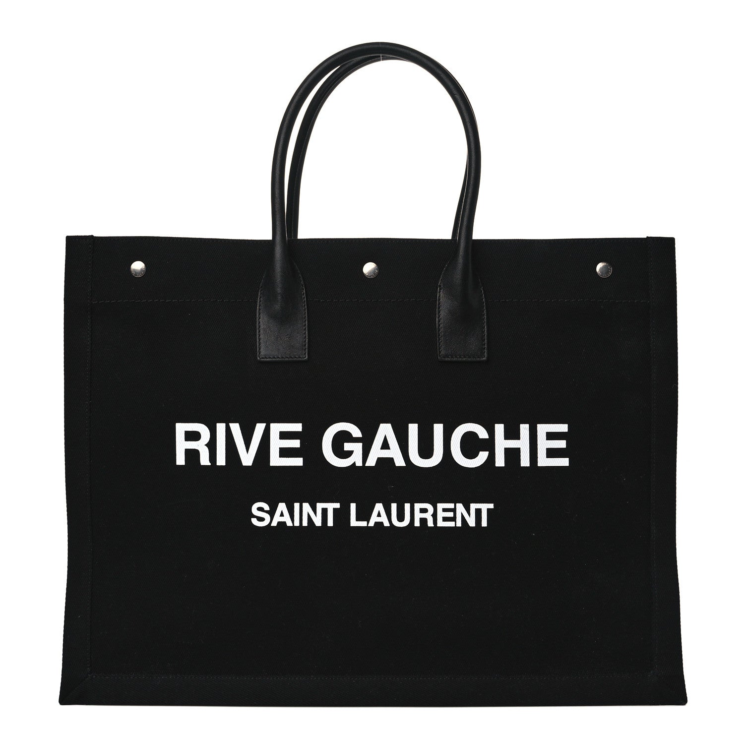 Saint Laurent Linen Calfskin Rive Gauche Tote Black 1 of 7