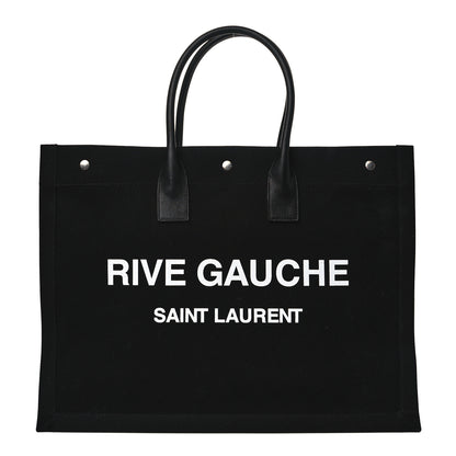 Saint Laurent Linen Calfskin Rive Gauche Tote Black 1 of 7