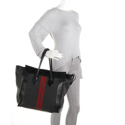 Celine Wool Racer Stripe Medium Luggage Grey Red 2 of 10