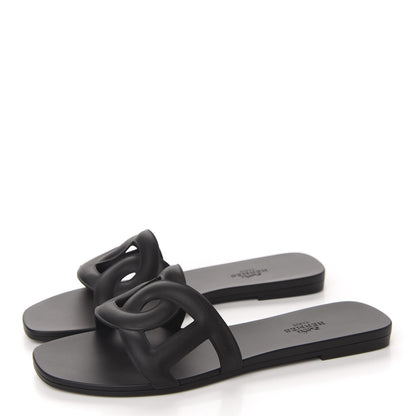 Hermes Rubber Aloha Sandals 37 Black 3 of 10