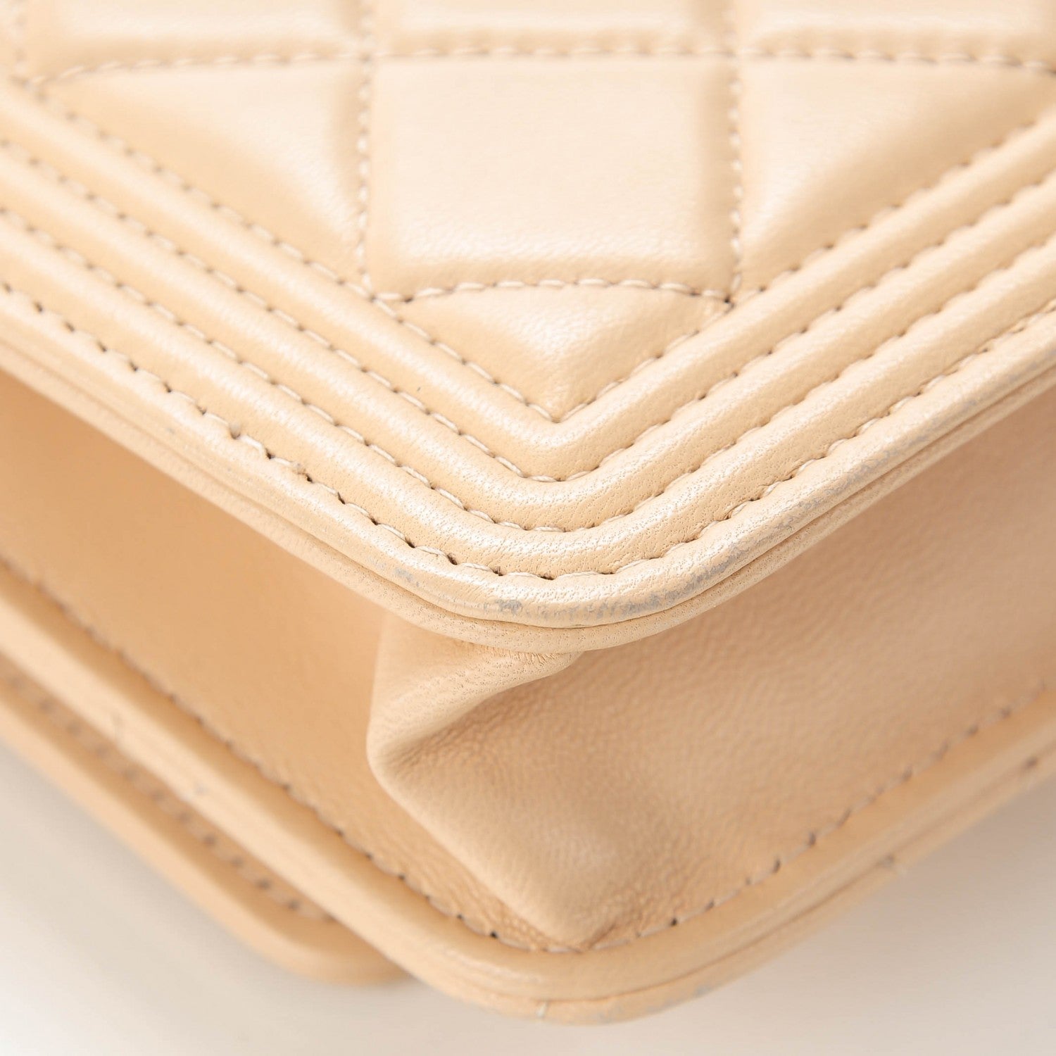 Chanel Lambskin Quilted Boy Wallet On Chain WOC Beige 12 of 12