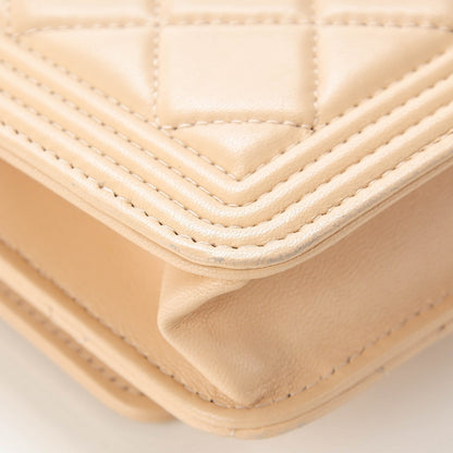 Chanel Lambskin Quilted Boy Wallet On Chain WOC Beige 12 of 12