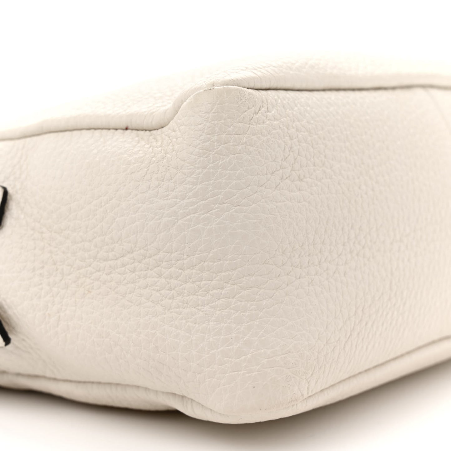 Vitello Daino Soft Medium Double Zip Shoulder Bag White