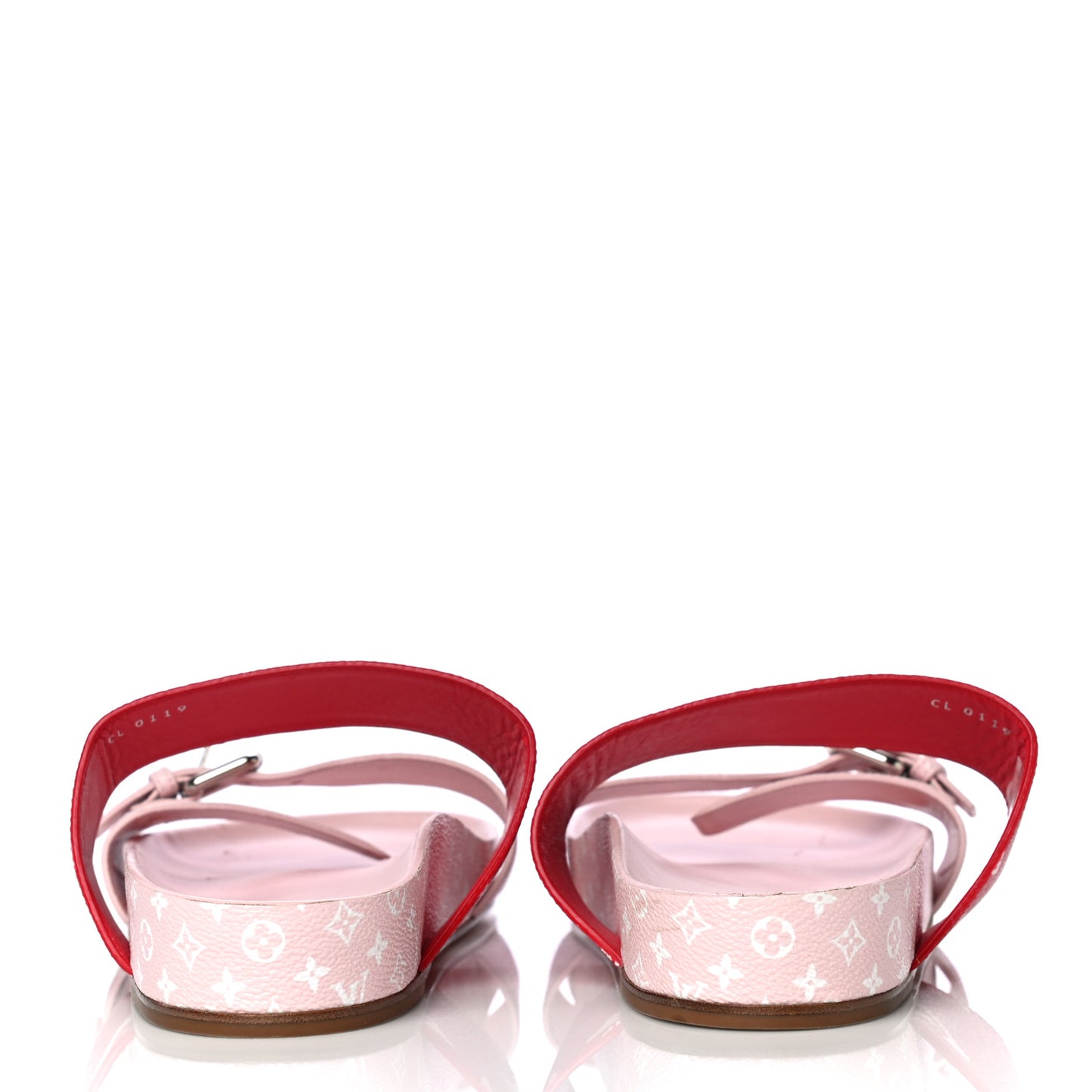 Monogram Giant Bom Dia Flat Mule Sandals 42 Rouge Rose