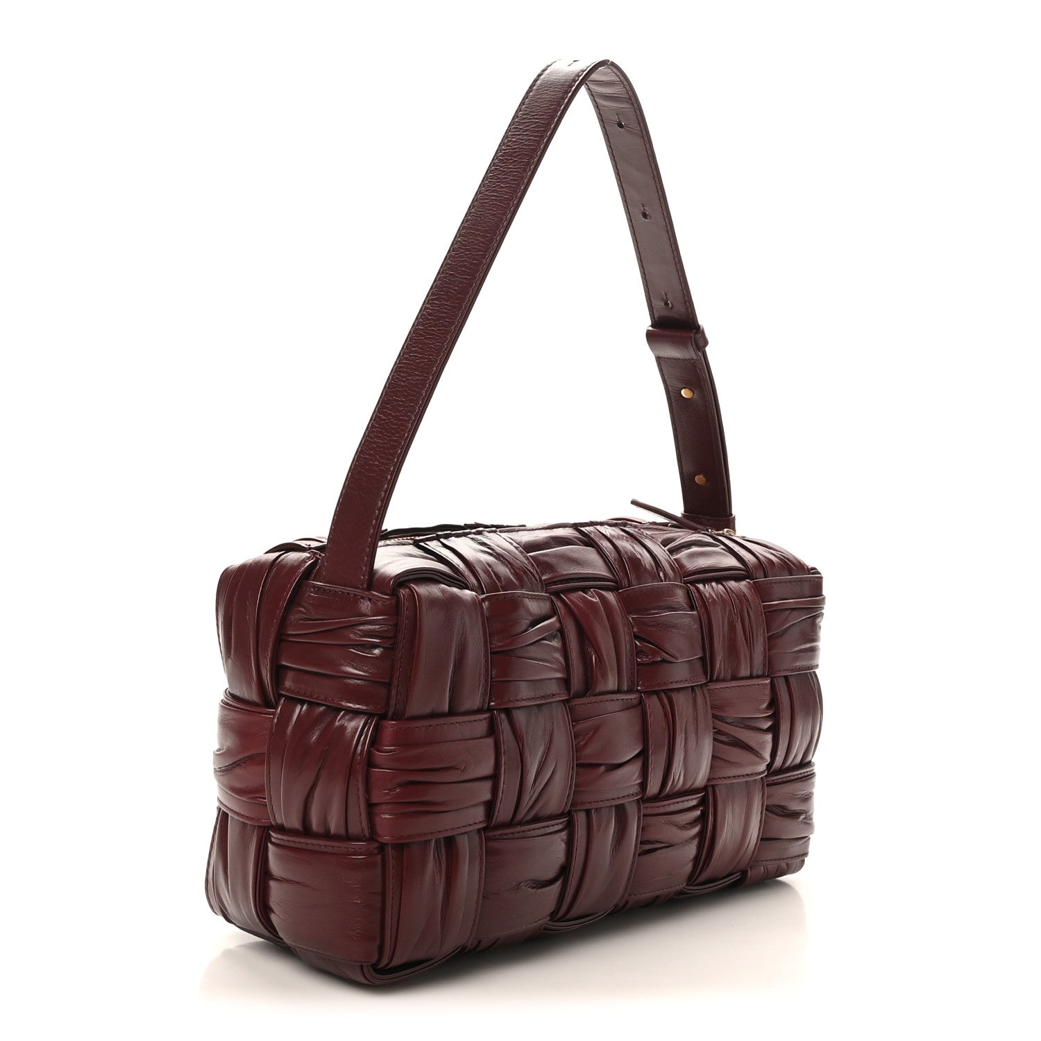 Bottega Veneta Paper Calfskin Intreccio Plisse Cassette Camera Bag
