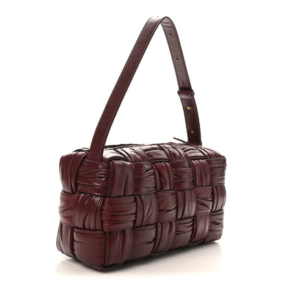 Bottega Veneta Paper Calfskin Intreccio Plisse Cassette Camera Bag Barolo 3 of 9