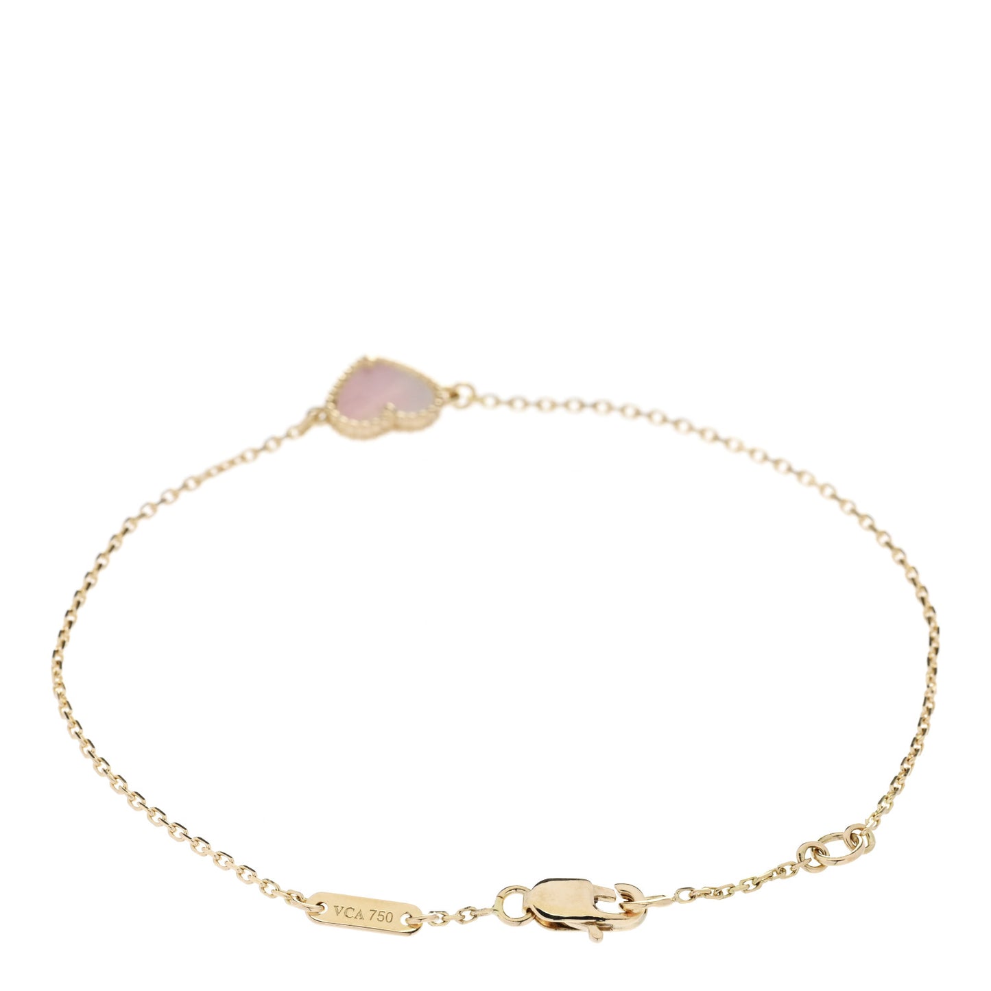 18K Yellow Gold Mother Of Pearl Sweet Alhambra Heart Bracelet