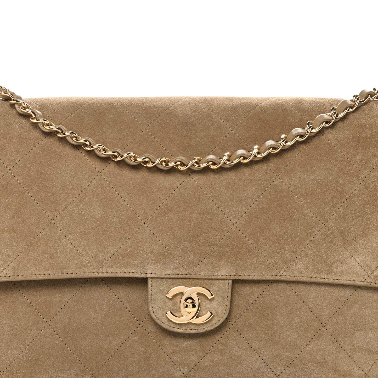 Suede Calfskin Souplissimo Maxi Flap Dark Beige