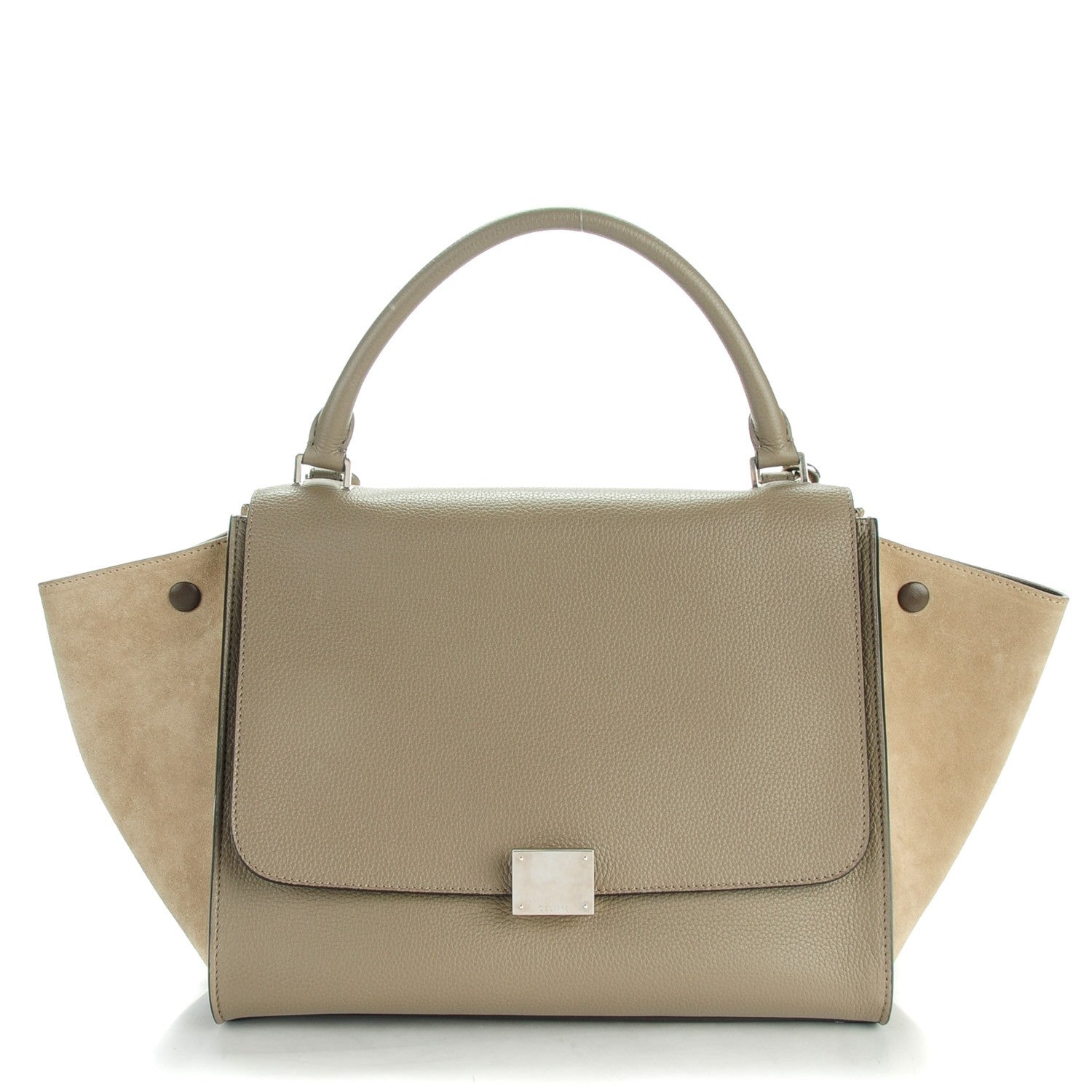 Celine Drummed Calfskin Suede Medium Trapeze Souris 1 of 8