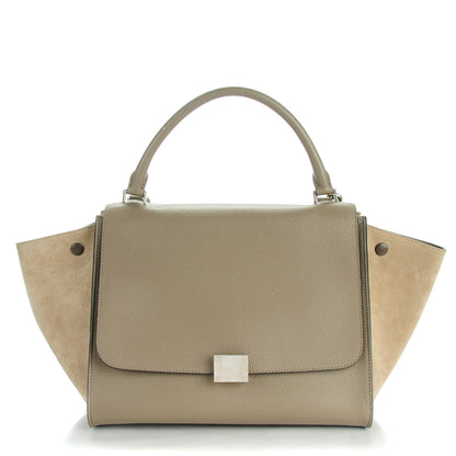 Celine Drummed Calfskin Suede Medium Trapeze Souris 1 of 8