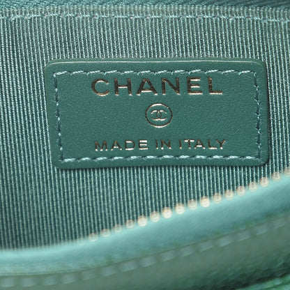 Chanel Metallic Caviar Quilted Classic Zip Pouch Green 6 of 7