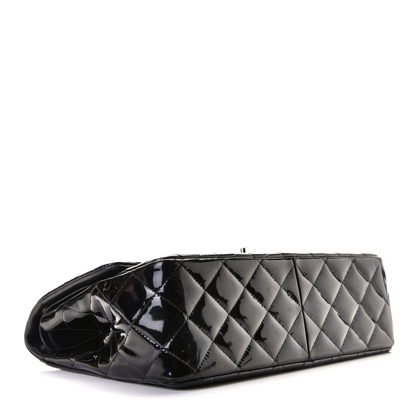 Patent Quilted Jumbo Double Flap Black