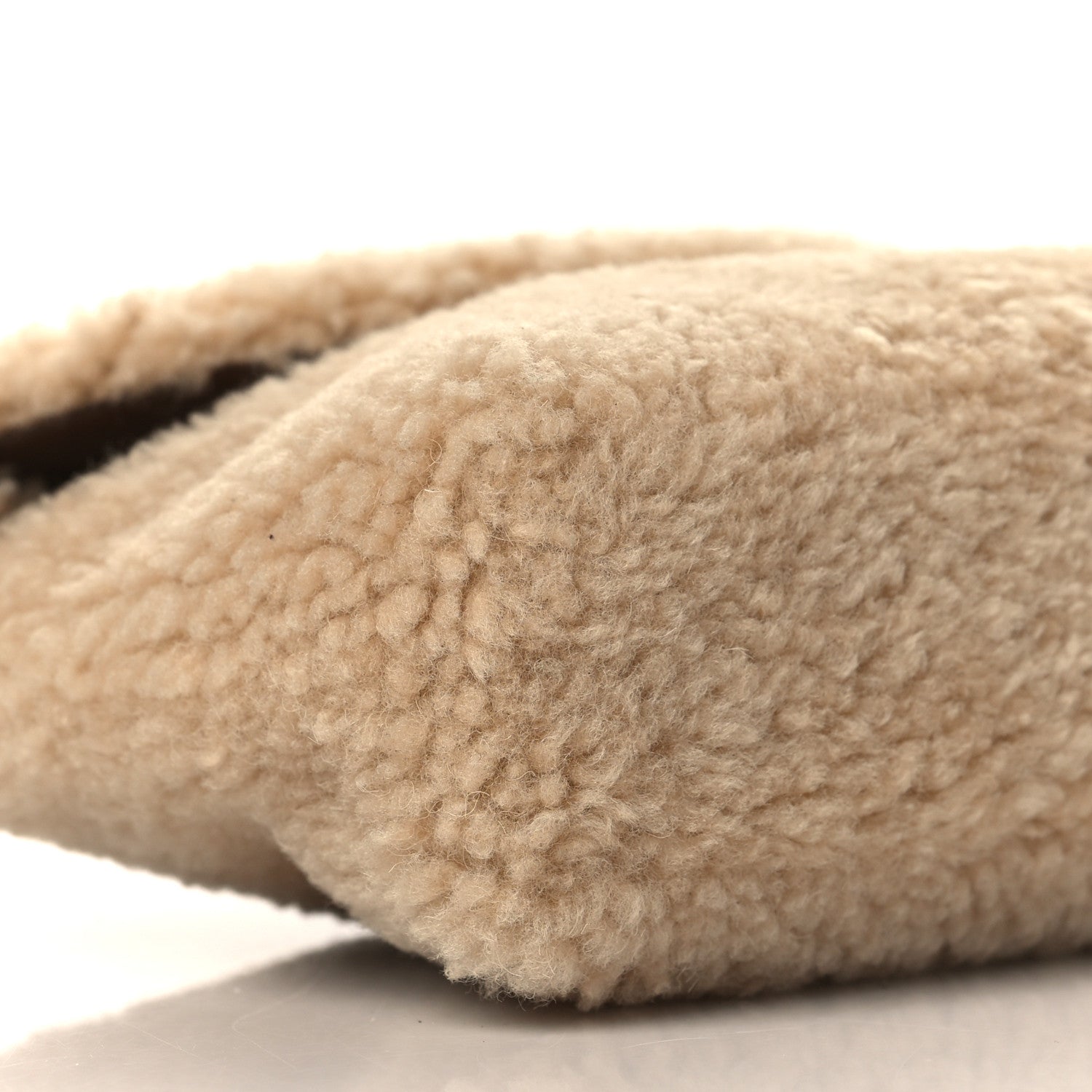 Saint Laurent Shearling Quilted Monogram Loulou Puffer Pouch Clutch Natural Beige Brick 10 of 11
