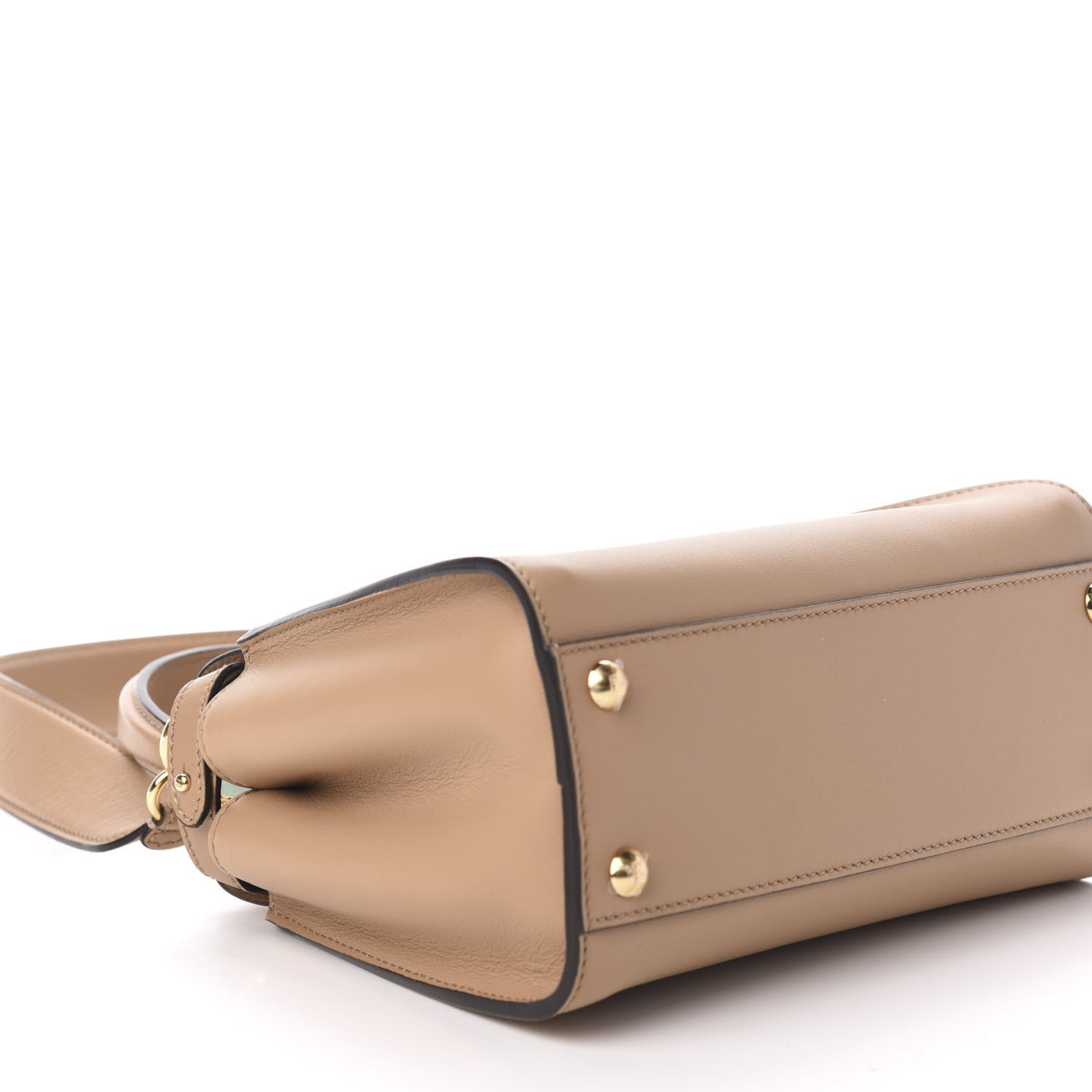 Fendi Vitello Seta Nabuk Pequin Mini Peekaboo Iconic Satchel Cuoio Tobacco Moro 8 of 10