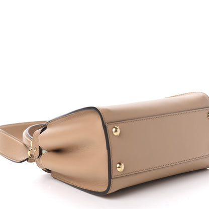 Fendi Vitello Seta Nabuk Pequin Mini Peekaboo Iconic Satchel Cuoio Tobacco Moro 8 of 10