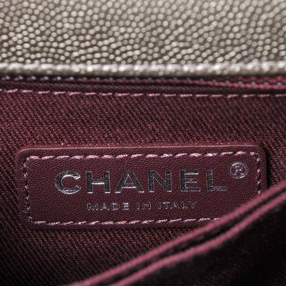 Chanel Metallic Caviar Chevron Quilted Mini Coco Handle Flap Light Gold 6 of 7