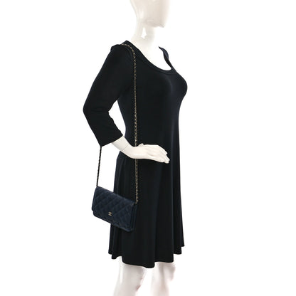 Chanel Caviar Quilted Wallet on Chain WOC Navy Blue 2 of 11