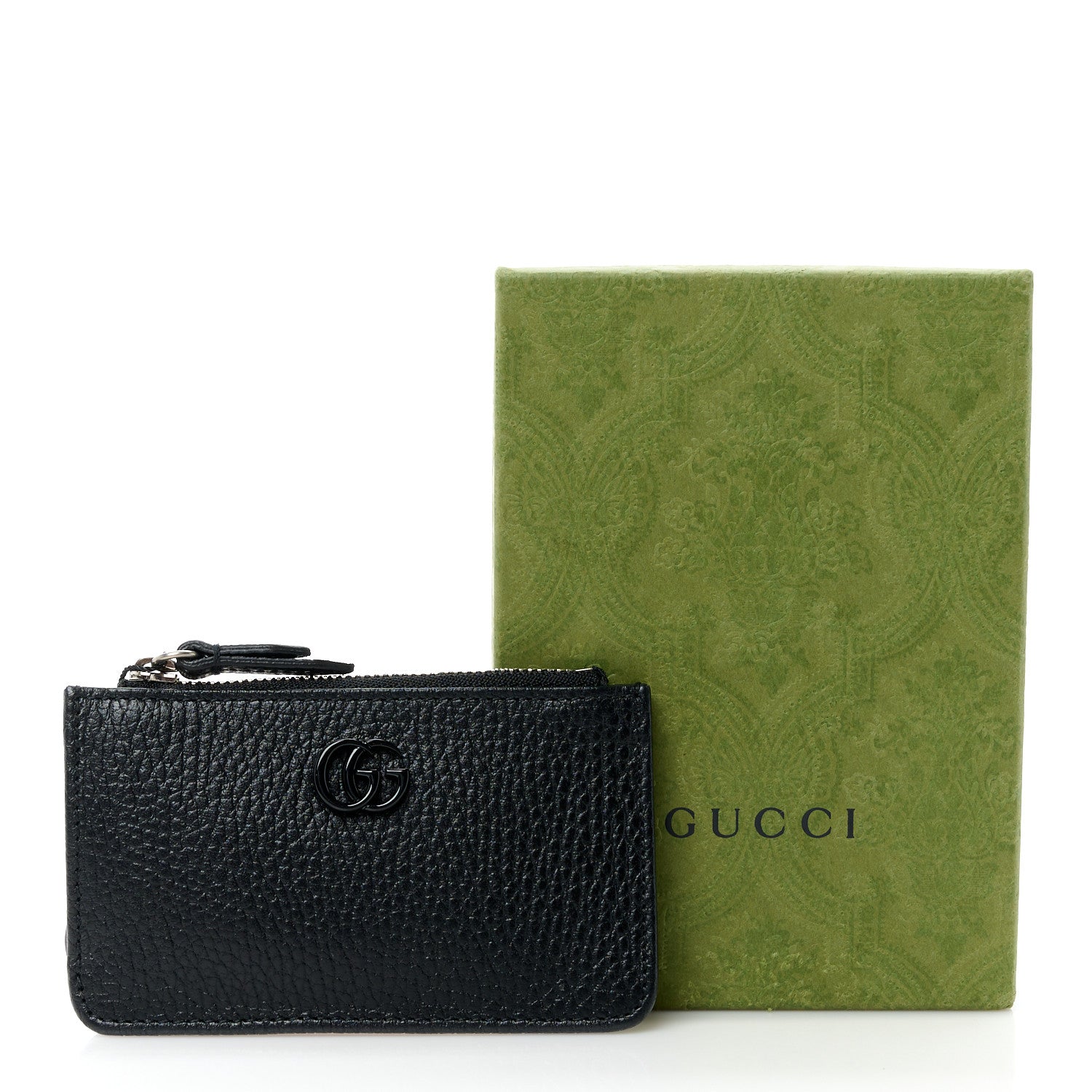 Gucci Dollar Calfskin Enamel Monochrome GG Marmont Key Case Card Holder Black 10 of 10