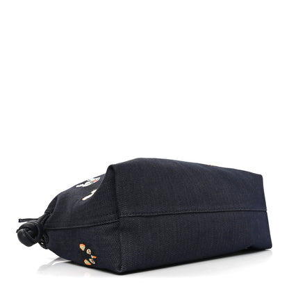 Loewe X Louis Wain Denim Embroidered Futurist Cats Medium Flamenco Knot Clutch Blue 4 of 9