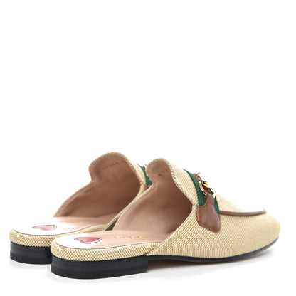 Gucci Canvas Vintage Charlotte Web Princetown Slippers 36 Sand Cuir 4 of 9