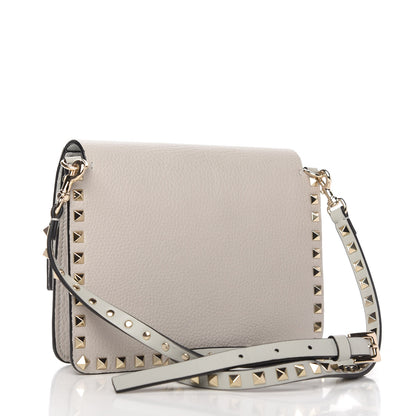 Valentino Garavani Pebbled Calfskin Rockstud Side Slip Crossbody Pastel Grey 5 of 14