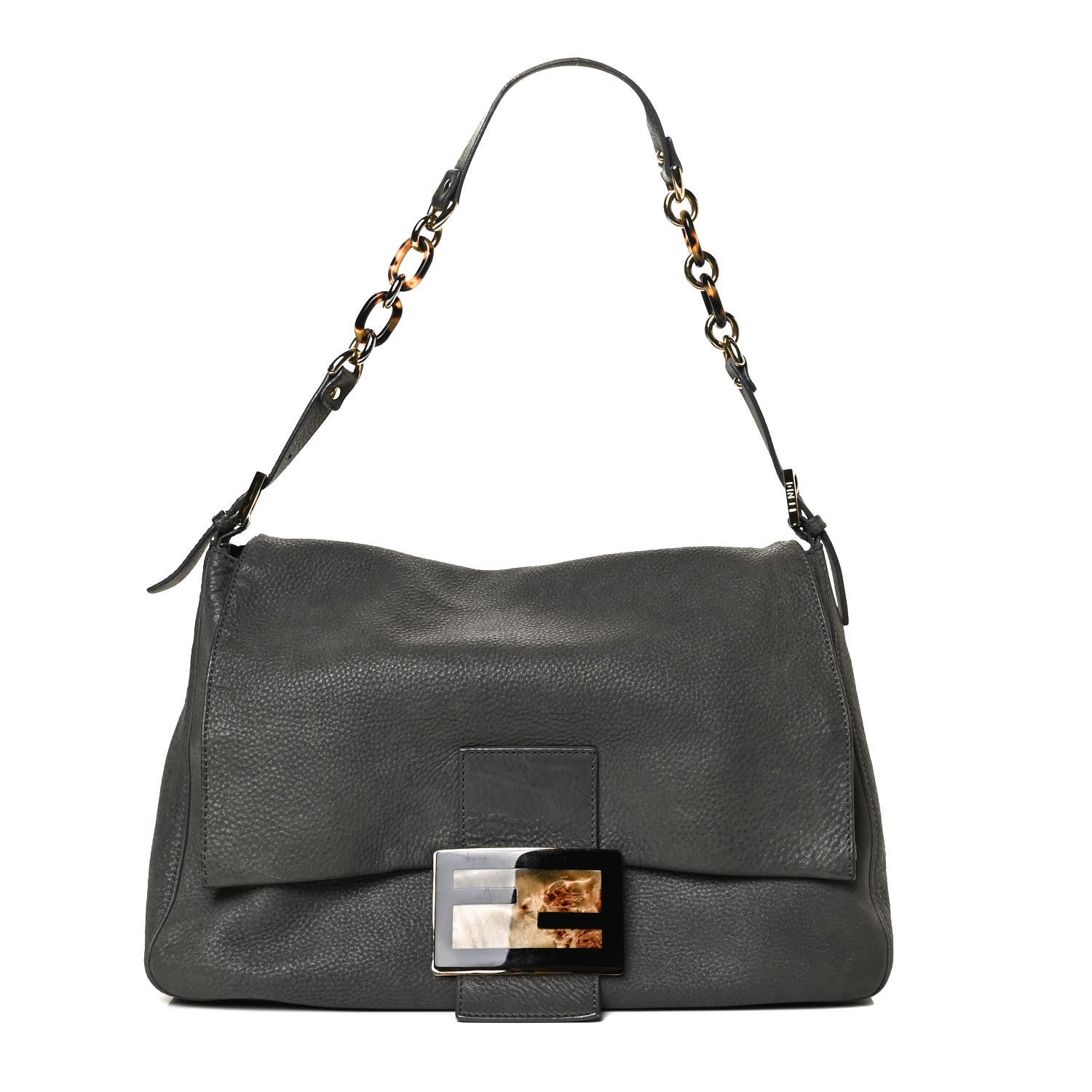 Fendi Vitello Savana Big Mama Baguette Grigio Tartaruga Natural 1 of 13